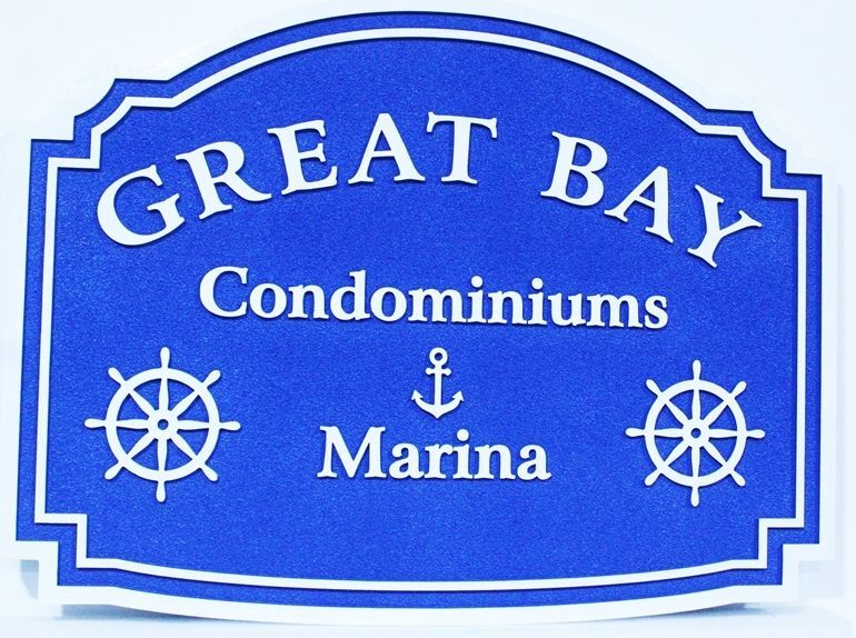 L22203A - Carved and Sandblasted Sign for Great Bay Condominiums and Marina