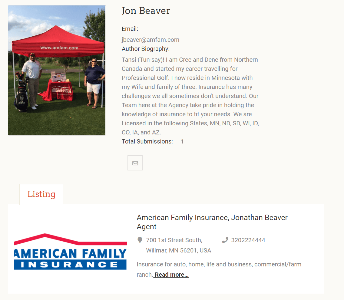 Jon Beaver Listing owner profile page