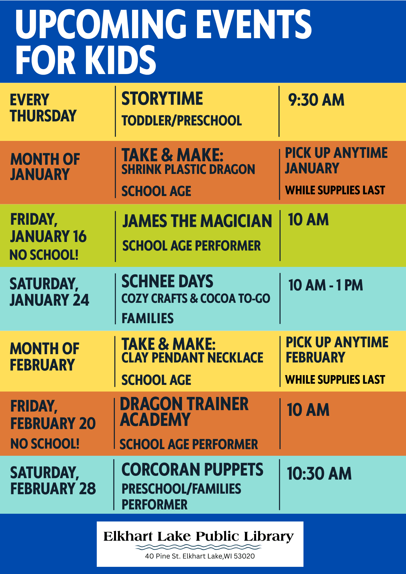 Upcoming Events for Kids