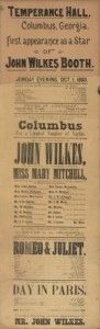 Broadside advertising John Wilkes Booth’s theatrical performances in Columbus,