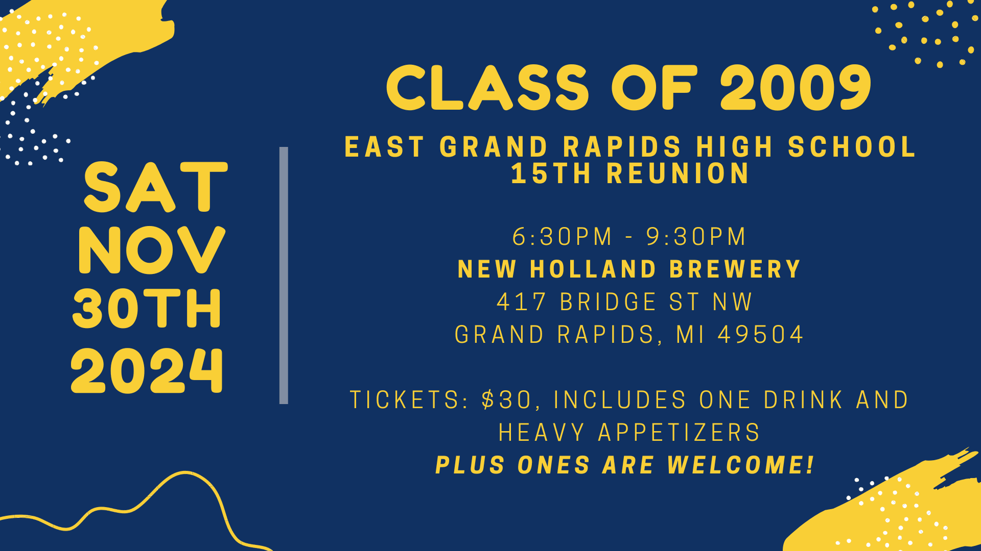 EGRHS Class of 2009 15th Class Reunion Information