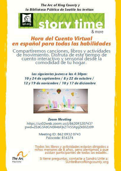 Hora del Cuento Virtual en español para todas las habilidades