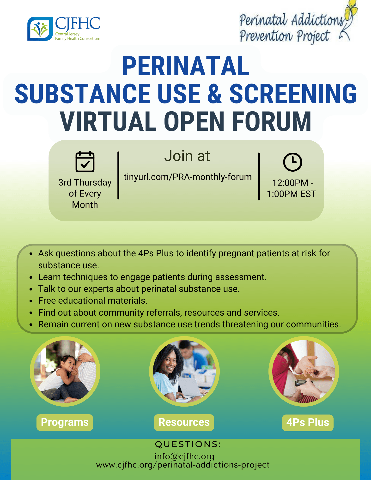 Perinatal Addiction Prevention Project Monthly Virtual Forum Continues