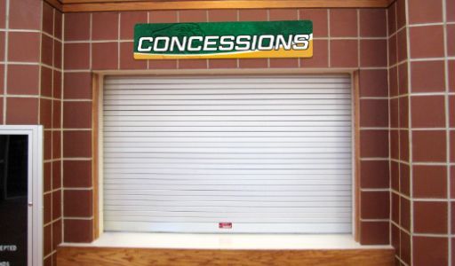 Concession sign above concession window, custom signs for schools, school navigation