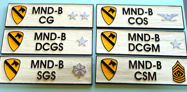MP-3060 - Carved  Division Position and Rank Plaques for Officers of  the US Army (USA), Artist Painted Cedar