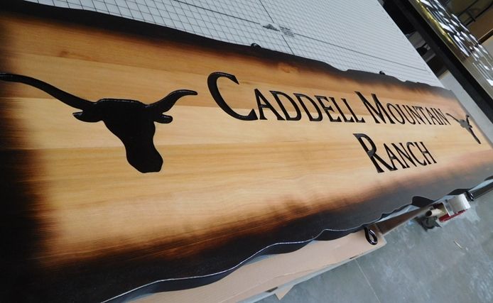 Q24952- Engraved Western Red Cedar Entrance Sign for the "Carmel Mountain Ranch"  (side view)