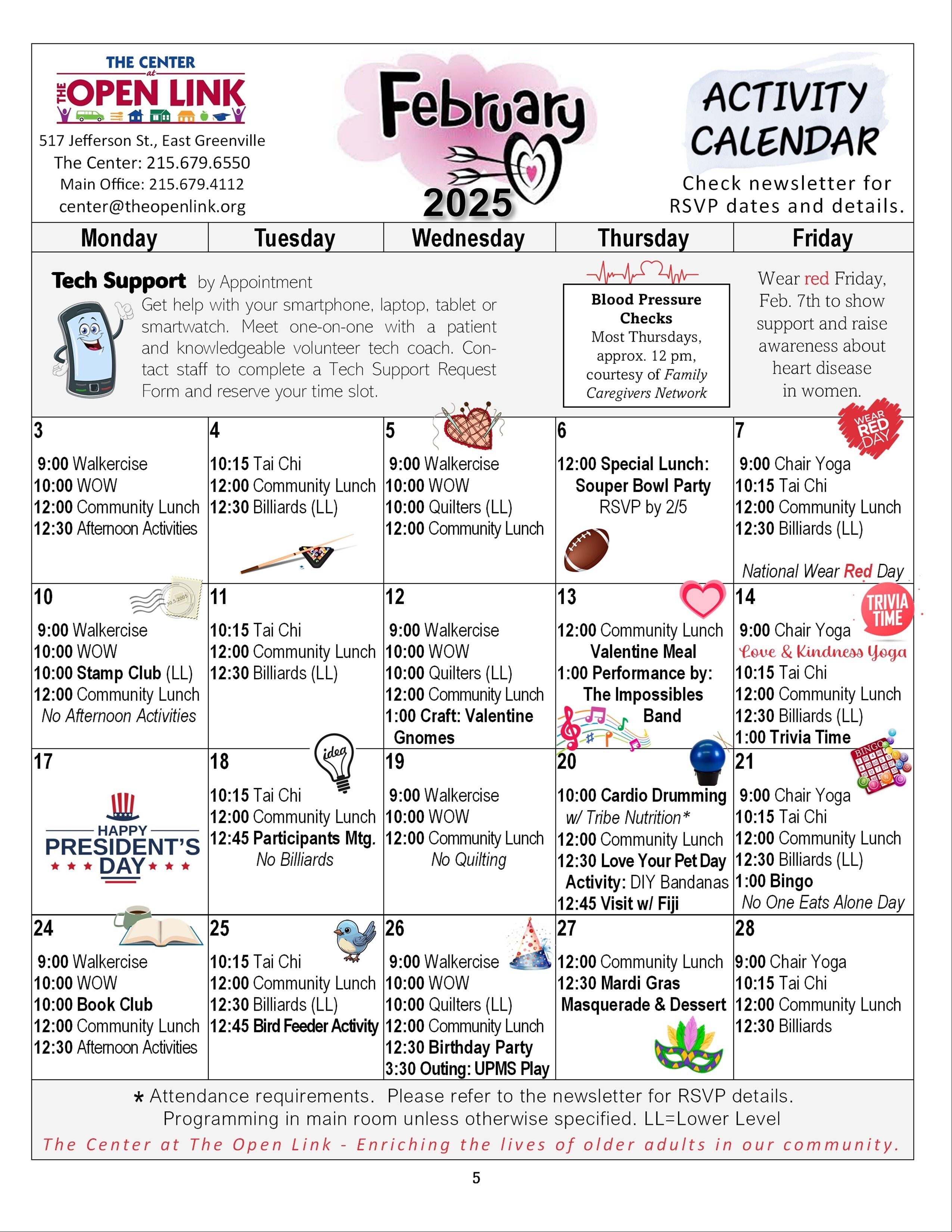 February 2025 Activity Calendar 