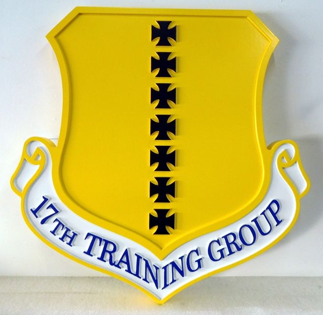 LP-5010 - Carved Plaque of the Crest of the 17th Training Group, Artist-Painted 