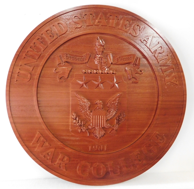 WM-1137 - Seal of the US Army War College, 3-D Stained Mahogany