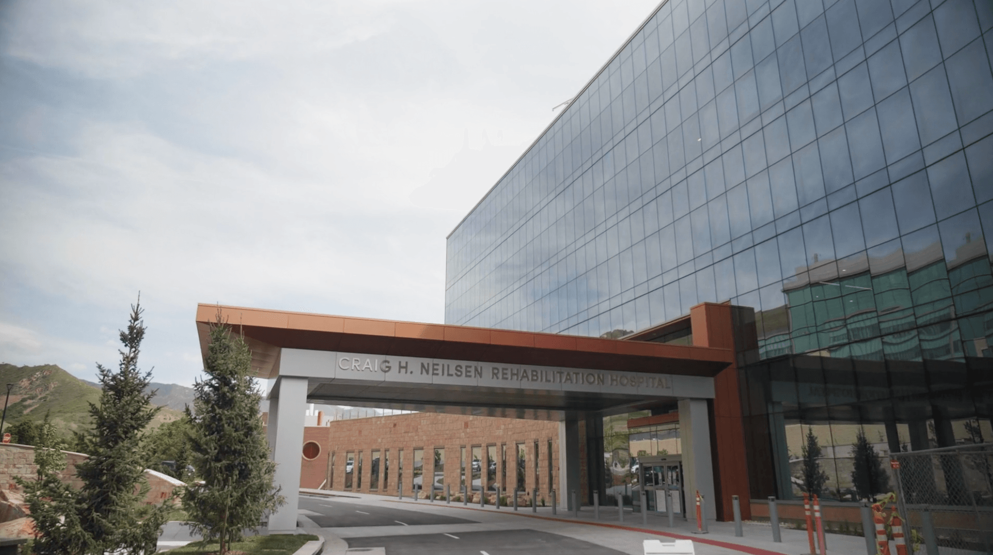 The entrance to the brand-new Craig H. Neilsen Rehabilitation Hospital