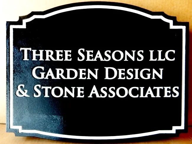 SC38216  - Engraved Sign for the "Three Seasons" Garden Design and Stone Associates
