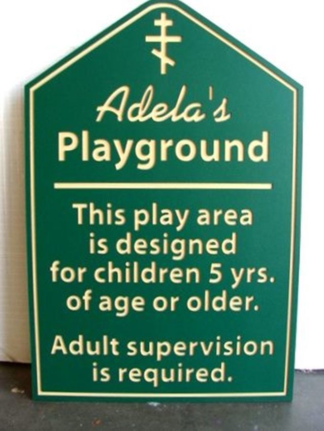 M9090 - Engraved Green & White Color-Core High-Density Polyethylene (HDPE) Adele's Playground Sign 