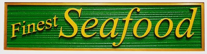 Q25175 - Carved and Sandblasted Wood Grain Sign  for a Seafood Restaurant