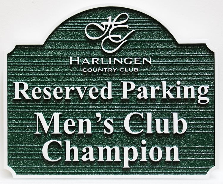 E14248 - Carved HDU  Reserved Parking Space Sign for the  "Men's Club Champion" 
