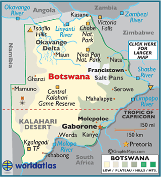 Topographic Image of Botswana