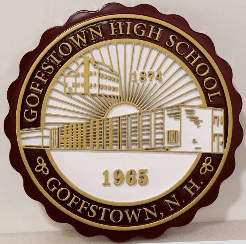 TP-1209 - Wall Plaque of the Goffstown High School Emblem, Goffstown, NH, 2.5-D Bronze-Plated HDU