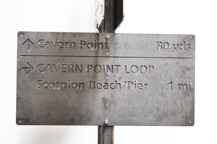 M8630 - Corten Weathering  Steel  Wayfinding and Distance Trail Sign and Post for Channel Island National Park (as fabricated)