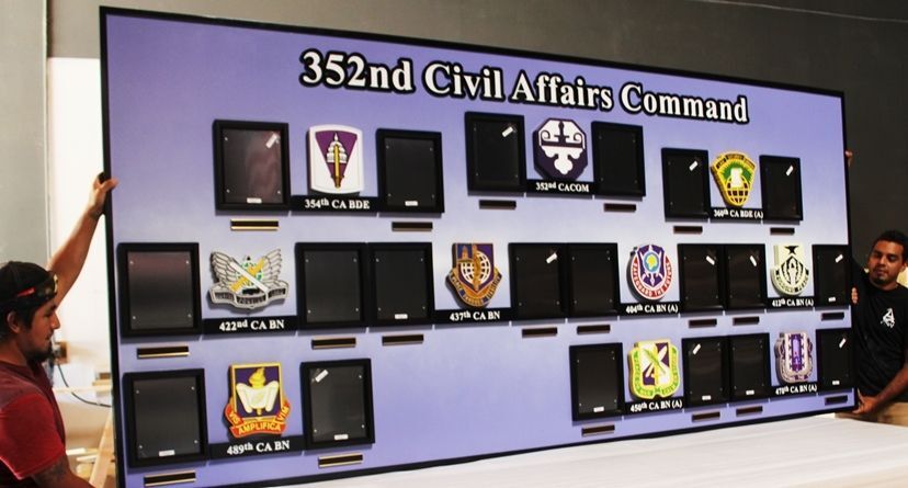 SA1480A - Carved High-Density-polyUrethane Photo Board for the US Army's 352nd Civil Affairs Command (side view)