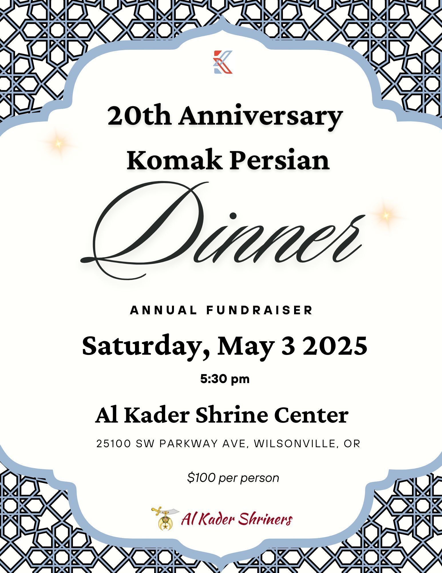 20th Anniversary Persian Dinner Fundraiser 