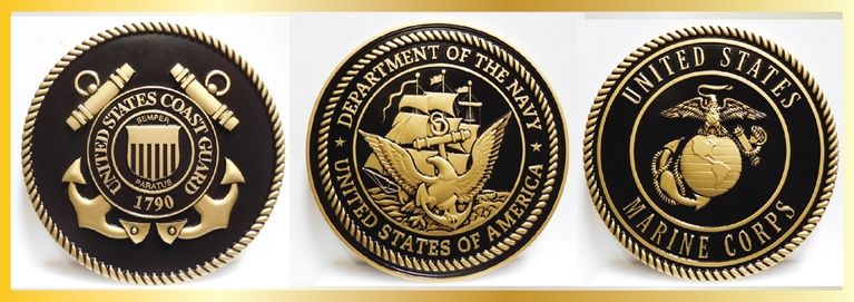 IP-1305 - Plaques of the Seals of the Armed Forces, 3-D Artist_painted in Gold and Black 