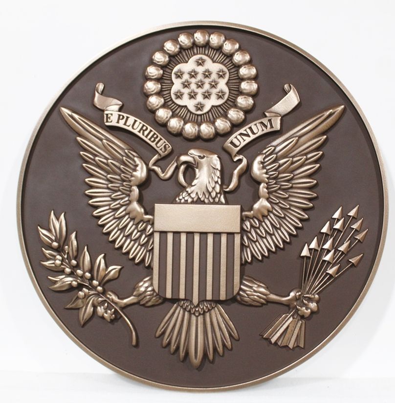AP-1092 - Carved Brass Plaque with the Eagle of the Great Seal of the US 