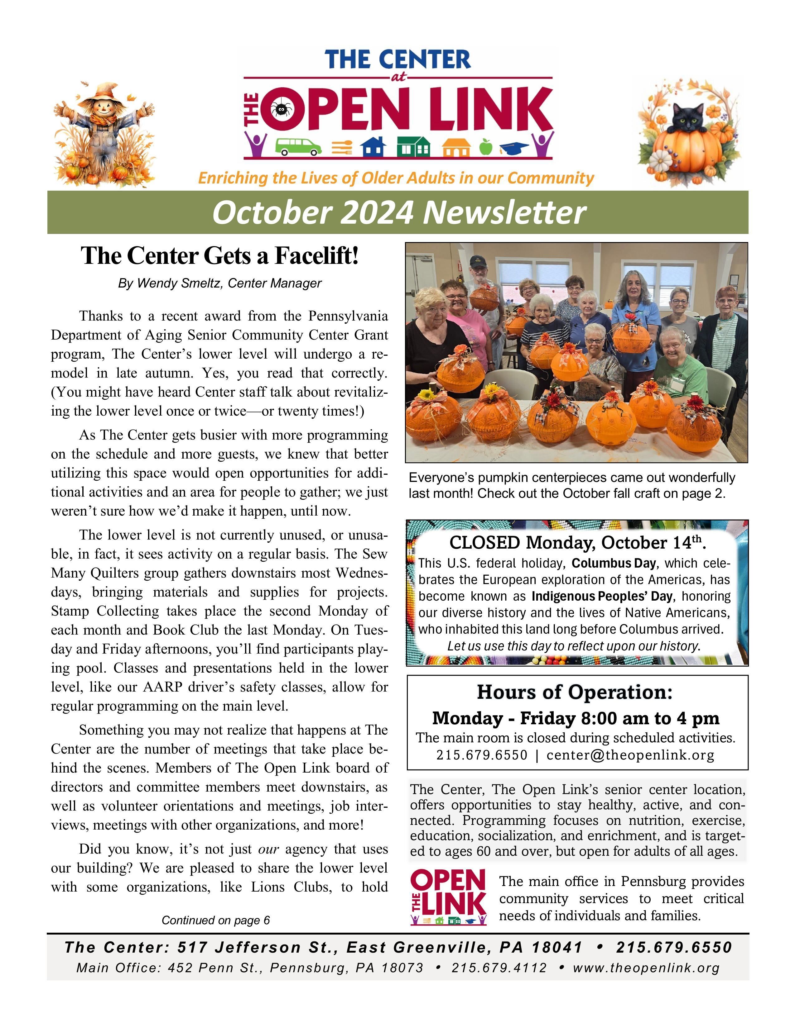 October 2024 Center News