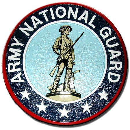 V31747 - Carved HDU Wall Plaque of  Army National Guard Seal