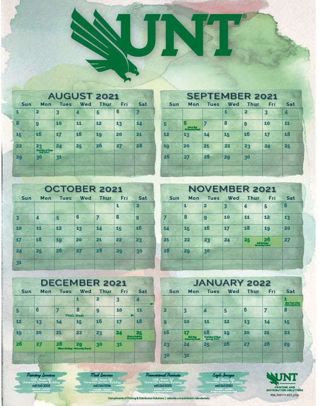 2022 Unt Calendar University Calendar 2022