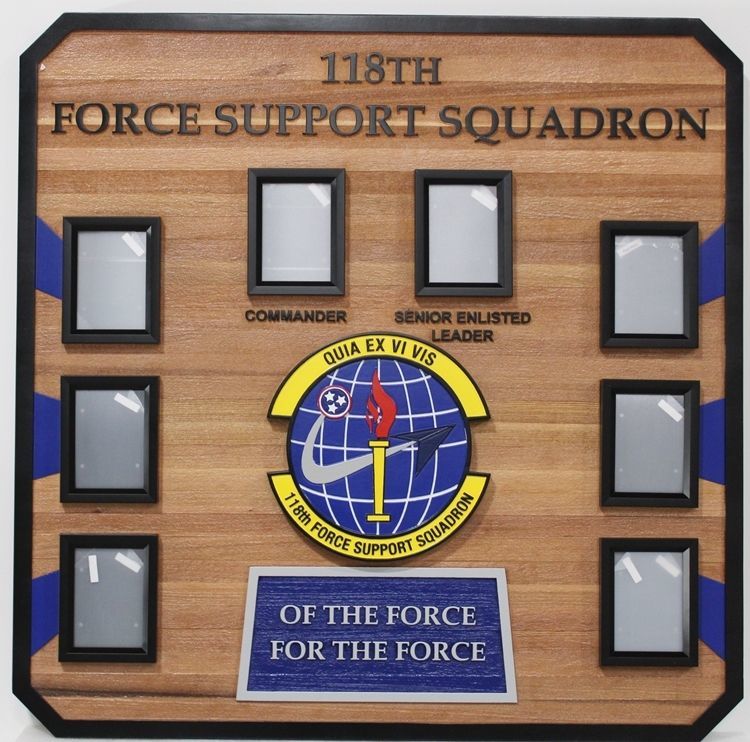 SA14450 - Carved Cedar Chain of Command Photo Board for the 118th Force Support Squadron, USAF