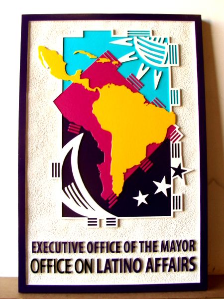 X33097 - Carved Dimensional Layered Wall Plaque for Mayors' Office on Latino Affairs 