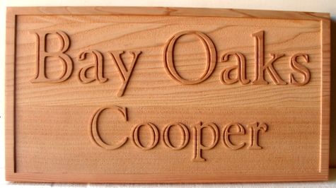 I18928A - Carved Oak Property Name Sign, "Bay Oaks"