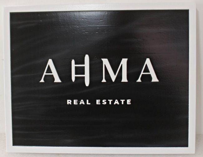 C12449 - Carved and Sandblasted Sign for "Ahma Real Estate"