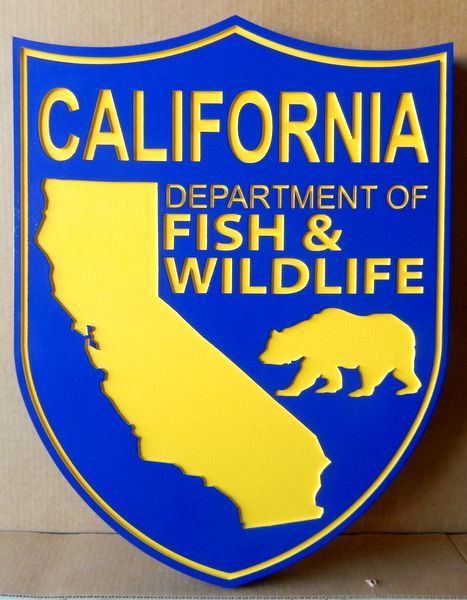 W32058 - Carved HDU Wall Plaque for California Department of Fish and Game