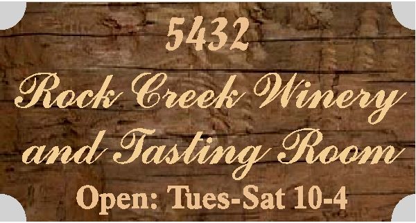 R27330 - Carved Rustic Redwood Sign for Rock Creek Winery 