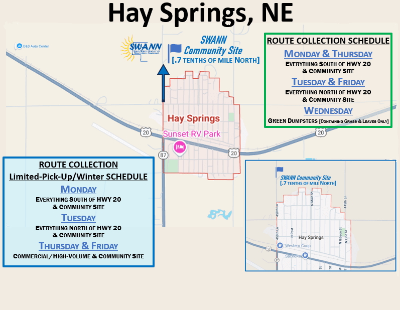 Hay Springs NE Route Collection Schedule Map