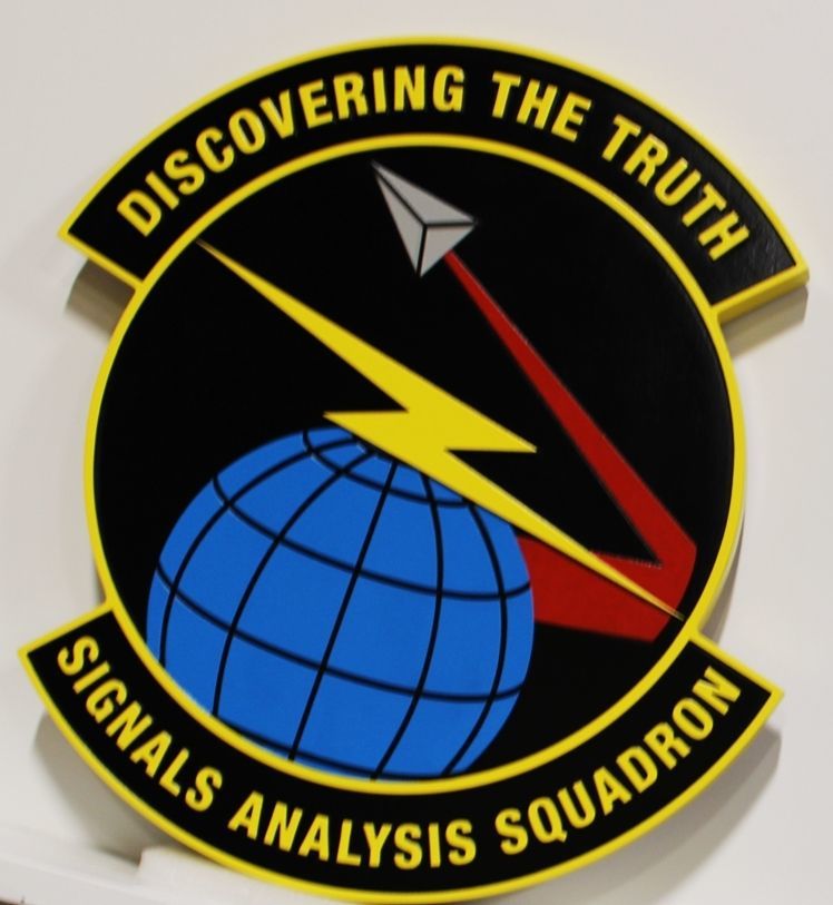 LP-4120 - Carved 2.5-D HDU Plaque of the Crest of the Signals Analysis Squadron