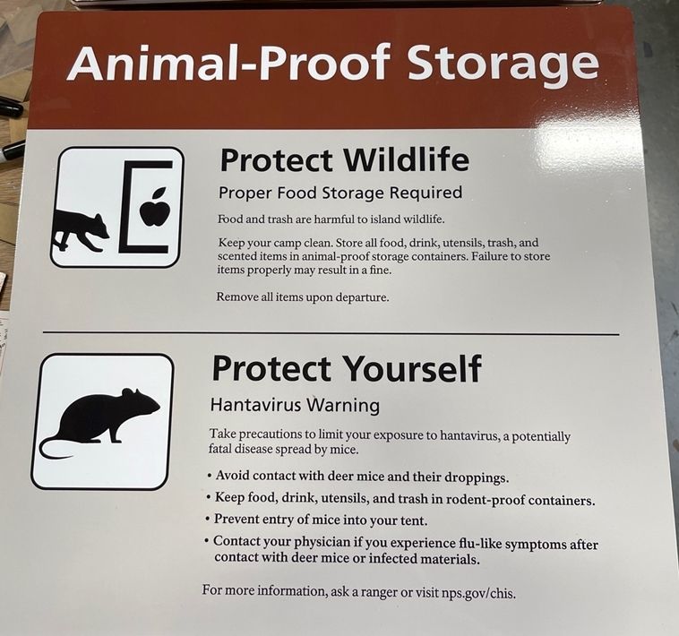 M8100- Aluminum Sign  for  Channel Islands National Park, for Animal Proof Storage