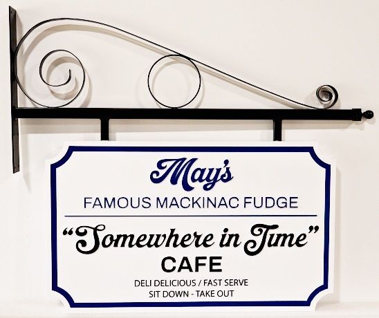 Q25551 - Carved HDU Sign for "Somewhere in Time" Cafe