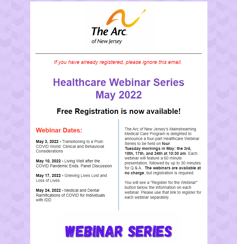 Healthcare Webinar Series May 2022 Free Registration is now available!