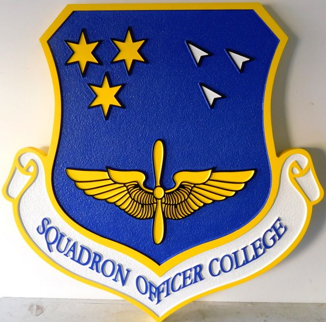 LP-8440 - Carved Shield Plaque of the Crest of the Air Force Squadron Officer College,  Artist Painted
