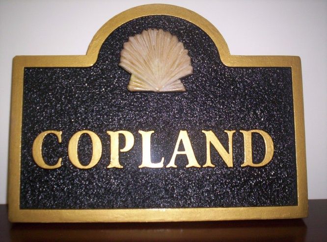 I18704 - Property Name Sign for Coastal residence , with 3-D Carved Seashell
