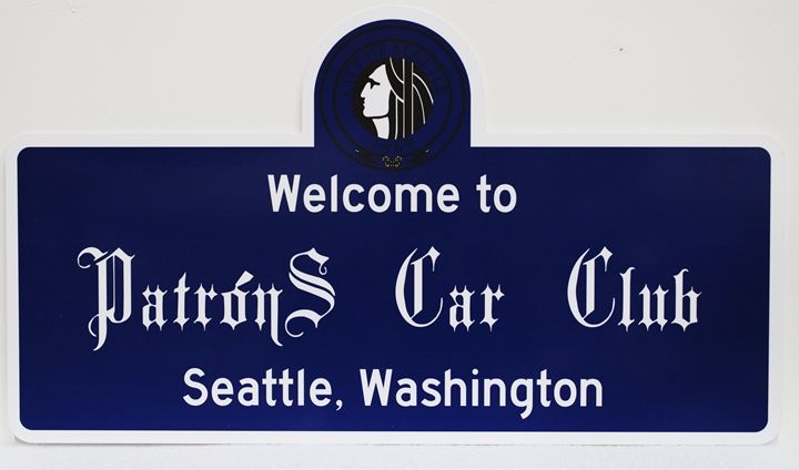 UP-3270 - Carved Plaque for the PatronS Car Club, 2.5-D Artist-painted 