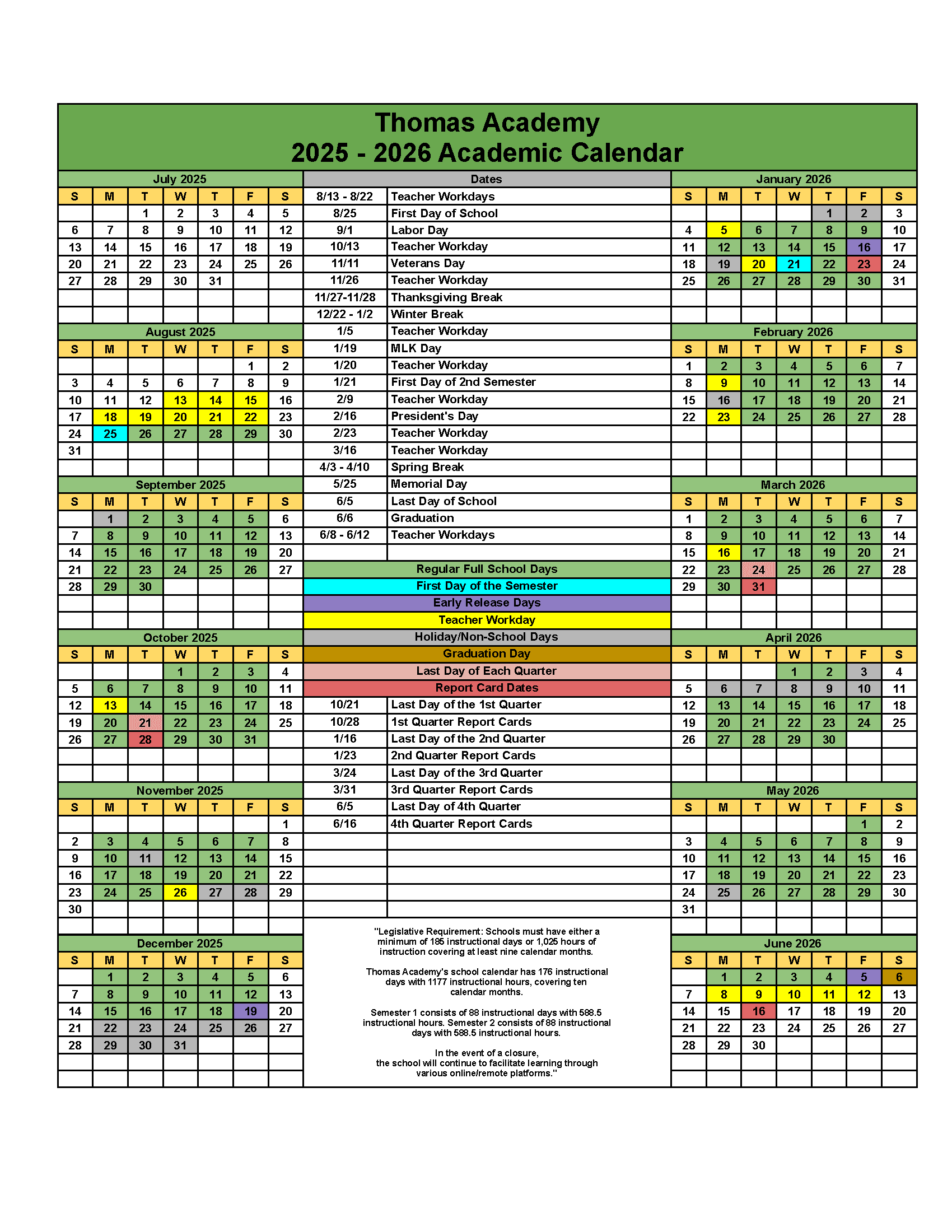2025-2026 Academic Calendar