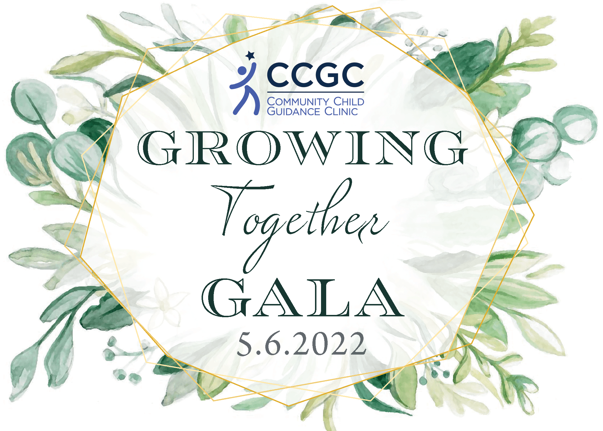 Growing Together Gala Cover photo with greenery and title