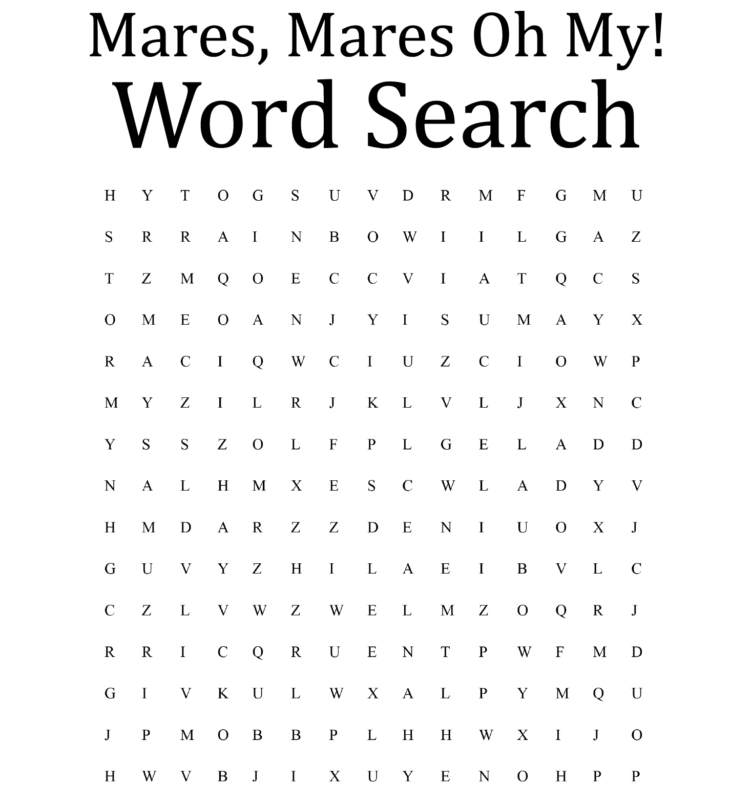 Mares Word Search 