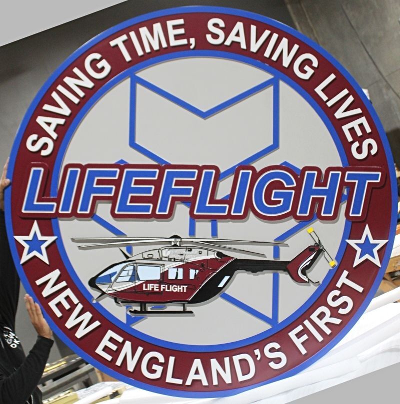 VP-1491 - Carved Plaque of "Lifeflight New England's First"