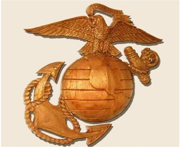 WM1330 - US Marine Corps Globe and Eagle Emblem, 3-D Stained Mahogany