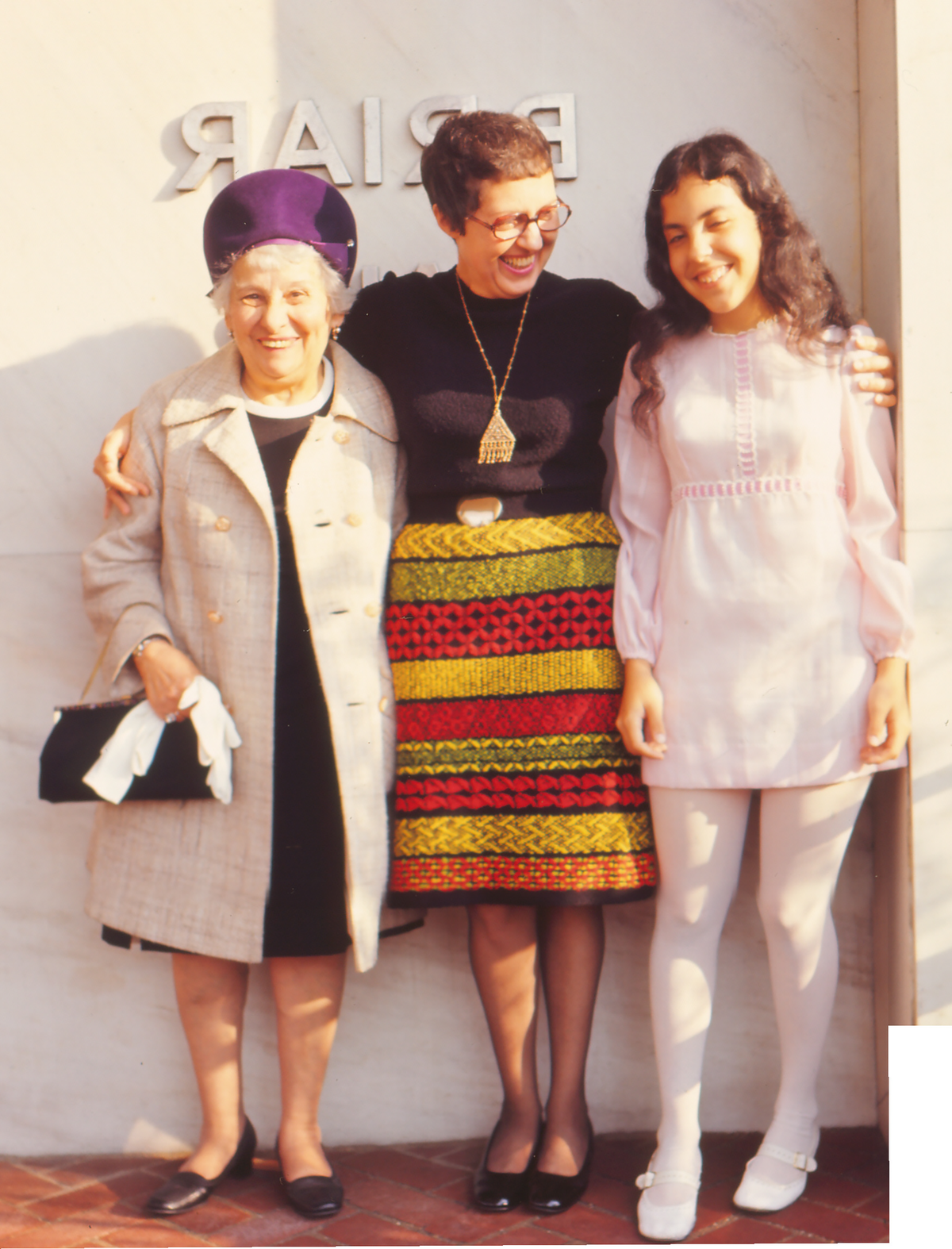 Janet at her Confirmation, with her mother and grandmother, 1971.