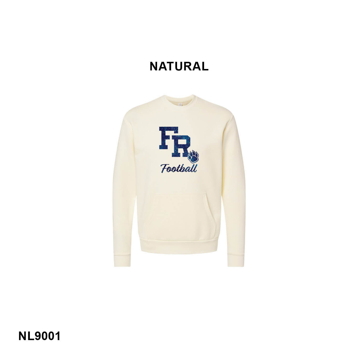 FR FOOTBALL NAVY GLITTER LOGO - Next Level Apparel® Santa Barbara Pocket Sweatshirt