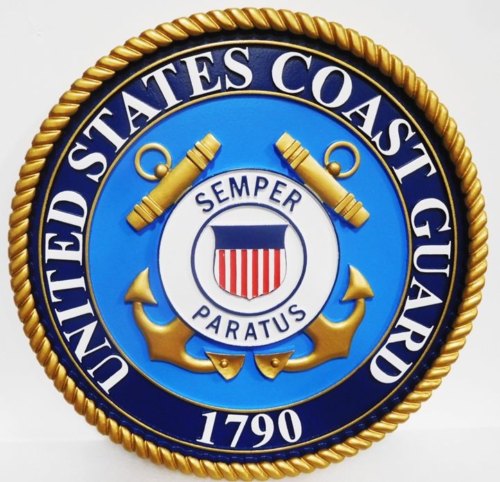 NP-1085 - Carved Plaque of the Seal of the US Coast Guard, 3-D Artist-Painted